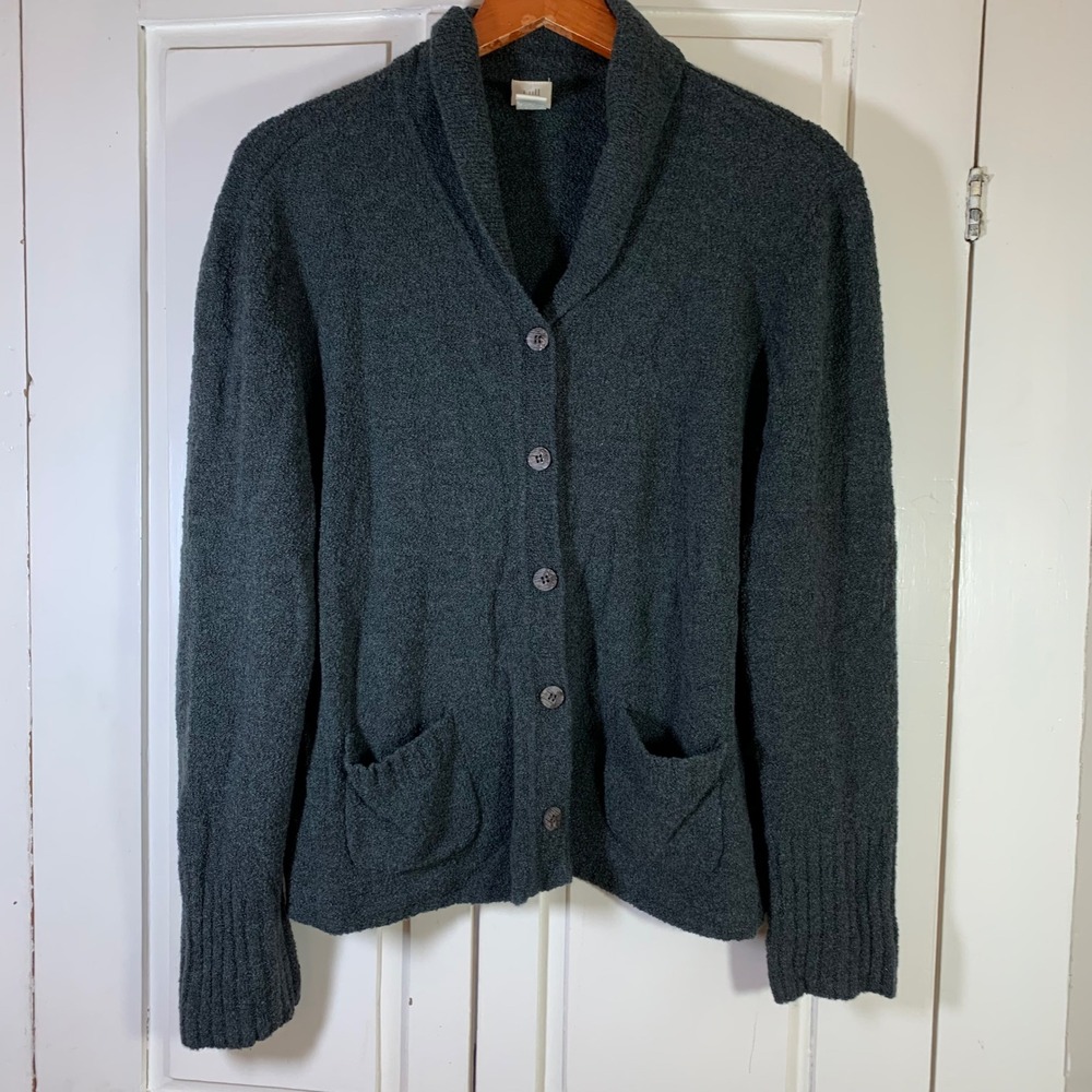 J. Jill Cozy Teal-ish Shawl Collar Button Cardigan